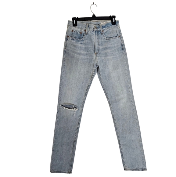 Rag & Bone High Rise Skinny Light Blue Distressed Skinny Jeans 25 NWT - Picture 1 of 9